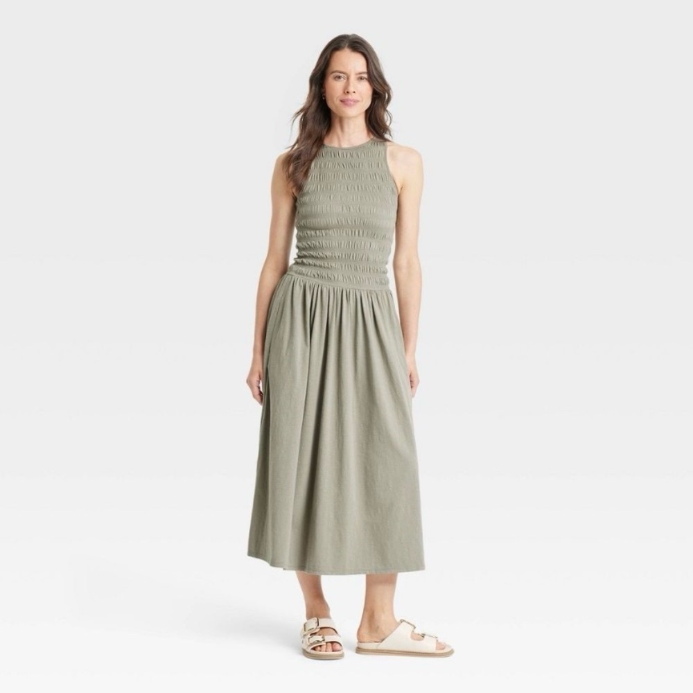 NWT Universal Thread smocked knit A-line maxi dress